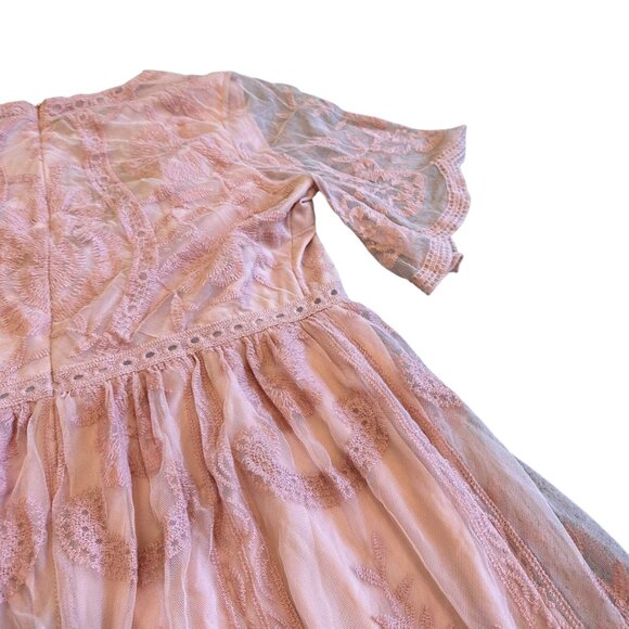 PinkBlush Pink Lace Maxi Dress Short Sleeve Maternity Photo Shoot Size XL Womens - Picture 10 of 13